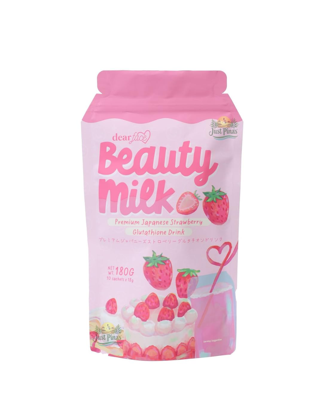 Generic Dear Face Beauty Milk Japanese Collagen Strawberry Drink Powder 6.43 Ounce