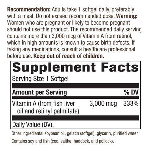 Nature's Way Vitamin A 10,000 IU Softgels, 200 Count