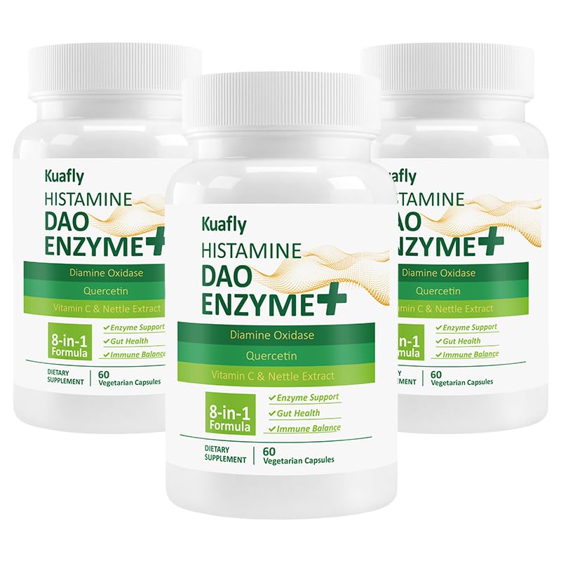 KUAFLY DAO Supplements Histamine Blocker – DAO Enzyme + Diamine Oxidase & Quercetin, Immortelle, Vitamin C Capsules 180