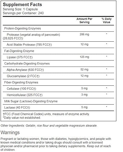 Vitacost Brand Super Daily Enzymes Capsules 240
