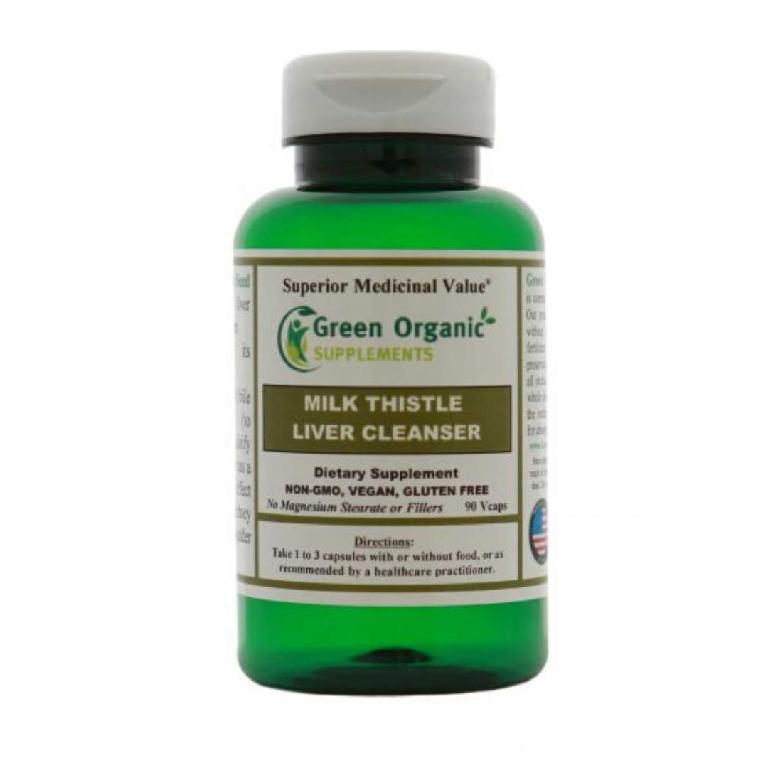 Green Organic Supplements Liver Cleanser Milk Thistle Capsules, 90 Count