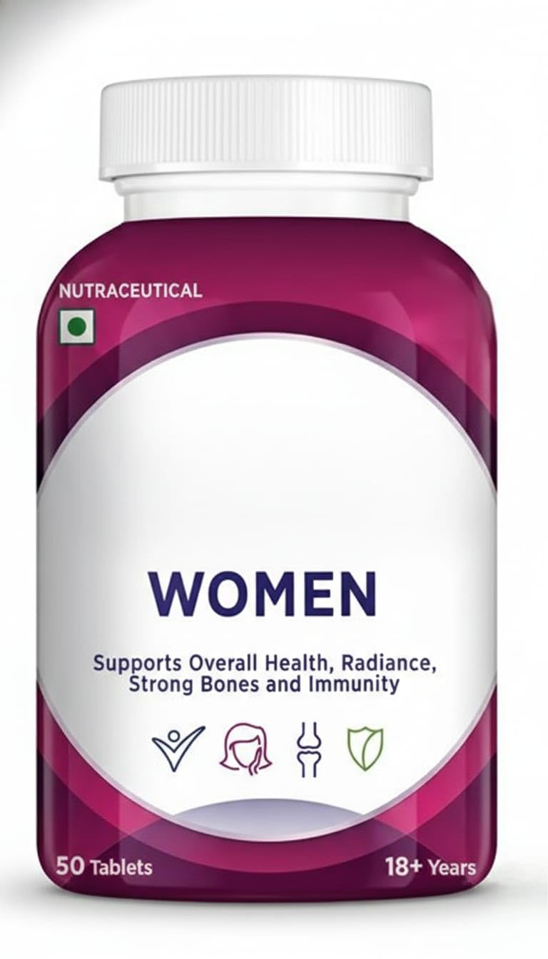Generic Women Multivitamin with Biotin, Vitamin C & 21 Nutrients for Overall Health, Radiance, Strong Bones & Immunity, 50 Tablets
