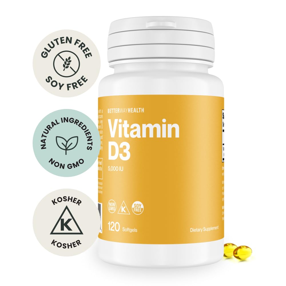 Better Way Health Vitamin D3 5000 IU Softgel 120 Softgels
