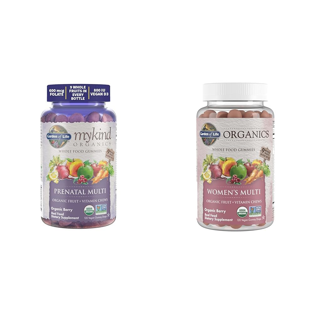 Garden of Life Organic Prenatal & Women's Gummy Vitamins Bundle - Berry Flavor, Non-GMO, Gluten Free, Vegan - 240 Gummies