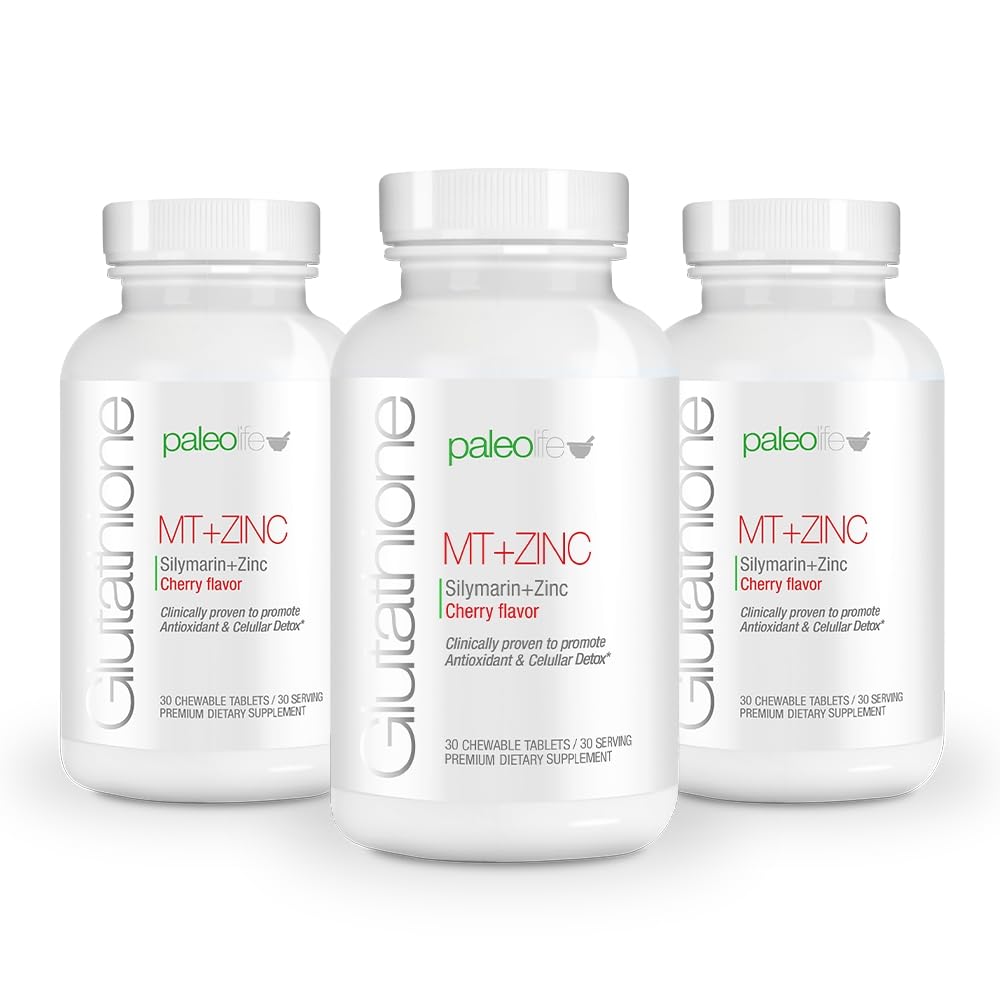 PaleoLife Premium Glutathione + Milk Thistle + Zinc Chewable Tablets, 90 Count