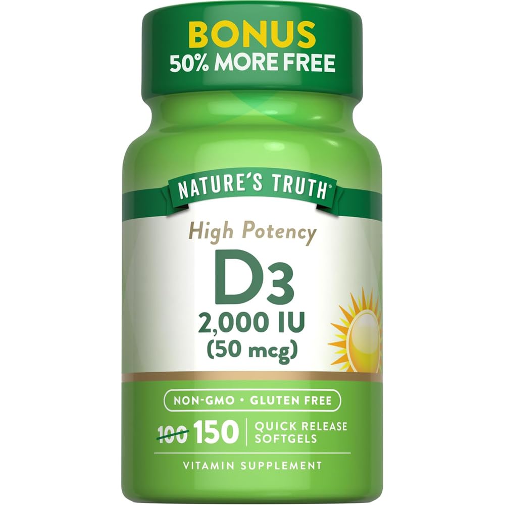 Nature's Truth Vitamin D3 2000 IU Softgels, 150 Count