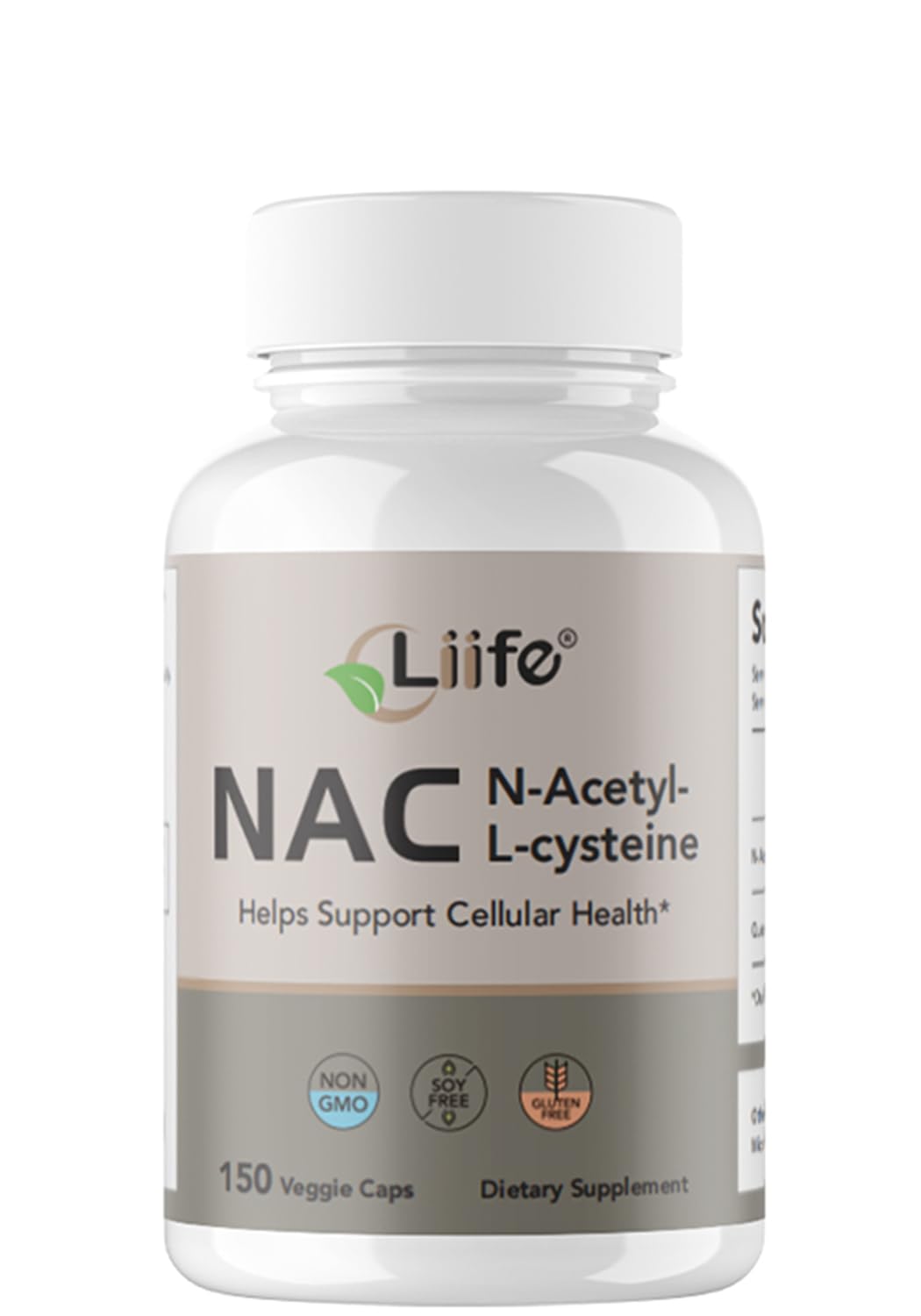 LIIFE NAC (N-Acetylcysteine) 600mg with L-Methylfolate and Quercetin Capsules, 150 Count
