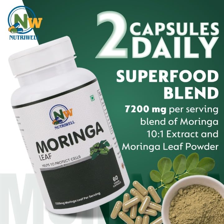 NOURISH VEDA Organic Moringa Capsules 7200 mg, 60 Capsules