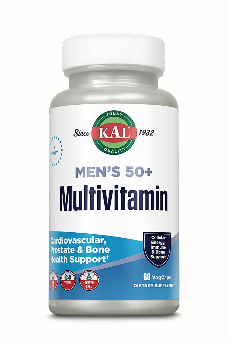 KAL Men's 50 Plus Multivitamin – Heart Health & Prostate Support, 60 VegCaps