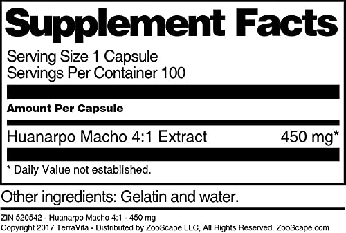 Terravita Huanarpo Macho 4:1-450 mg Capsule, 100 Count