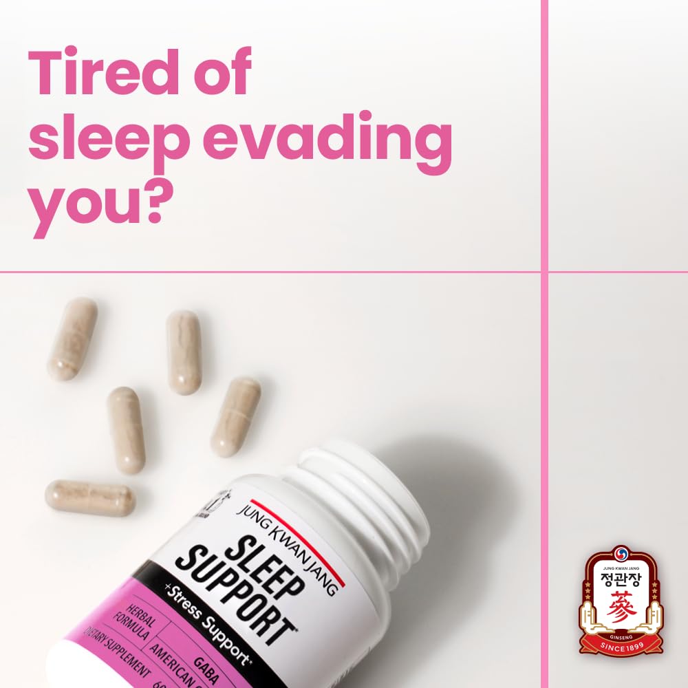 JUNG KWAN JANG Sleep Support GABA Complex 500mg with American Ginseng, 60 Capsules