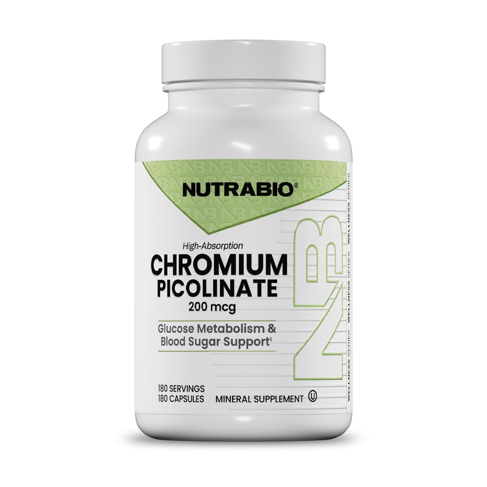 NutraBio Chromium Picolinate 200mcg Capsule 180 Count
