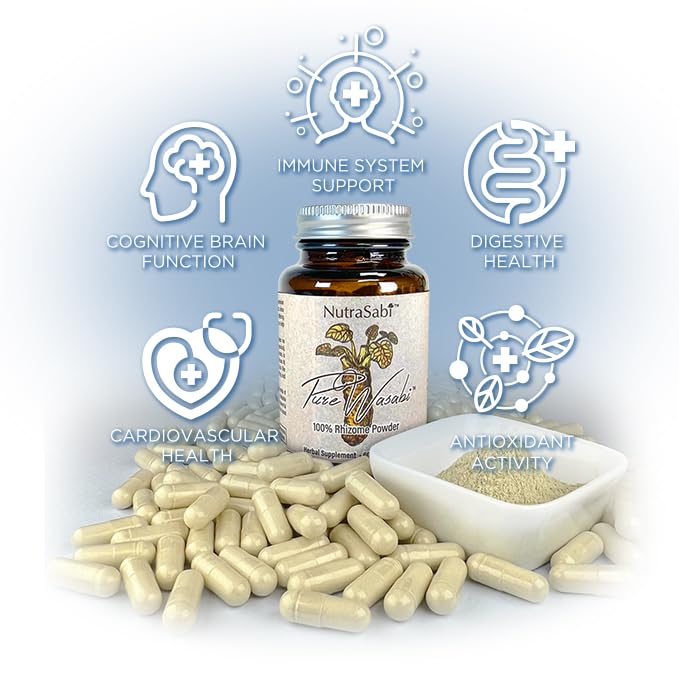 NutraSabi PureSabi Nutraceutical Grade Wasabi Rhizome Powder in Vegan Capsules 720 Capsules