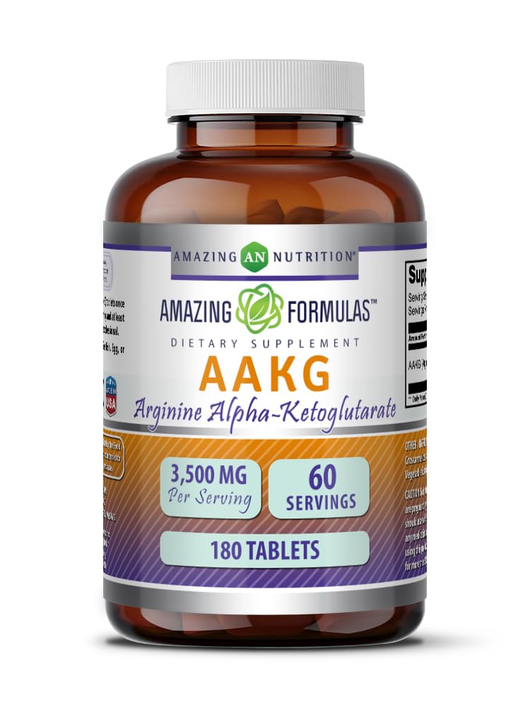 Amazing Nutrition AAKG (Arginine Alpha-Ketoglutarate) 3500 Mg Tablets, 180 Count