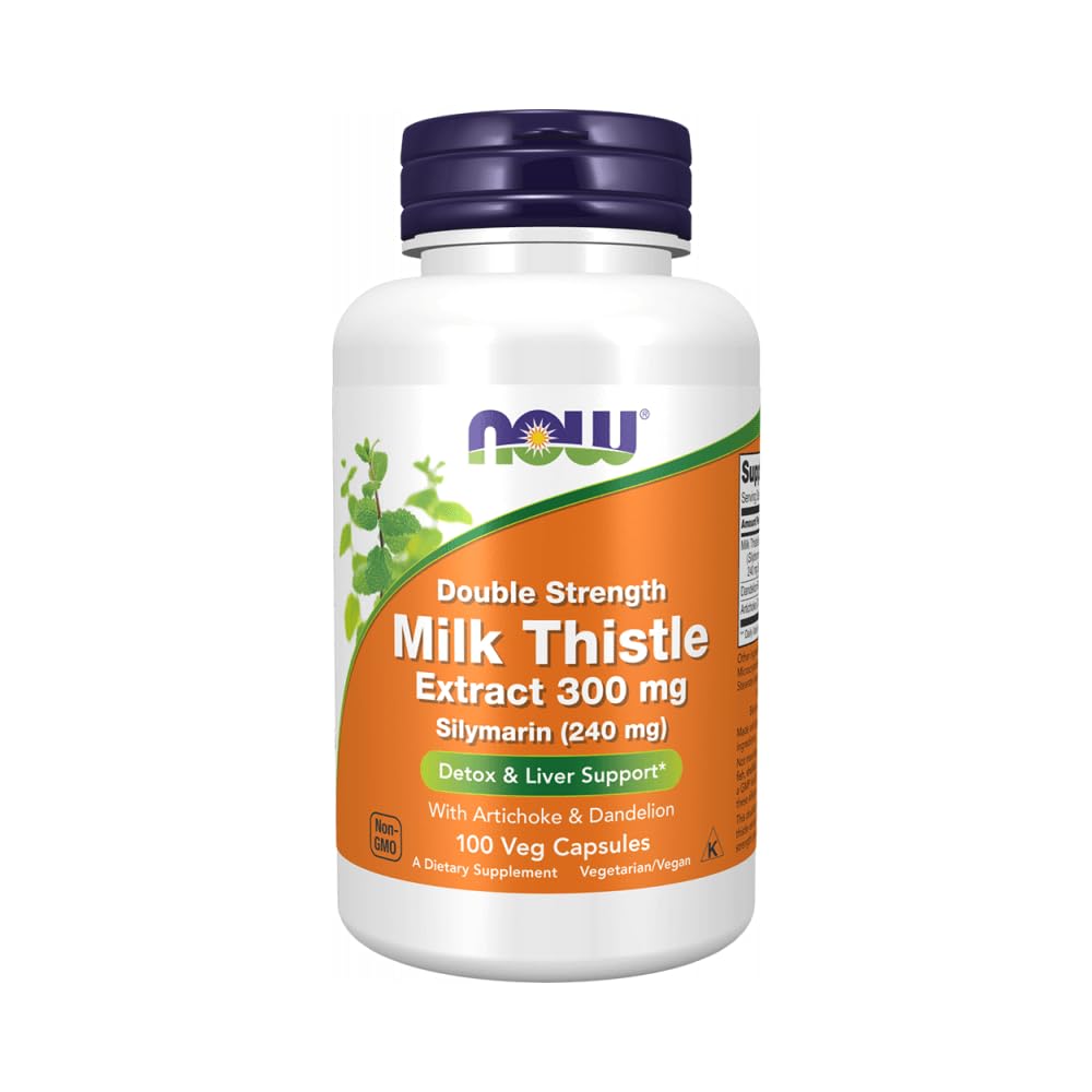NOW Foods Silymarin Milk Thistle with Artichoke and Dandelion Double Strength 300 mg Capsules, 100 Count