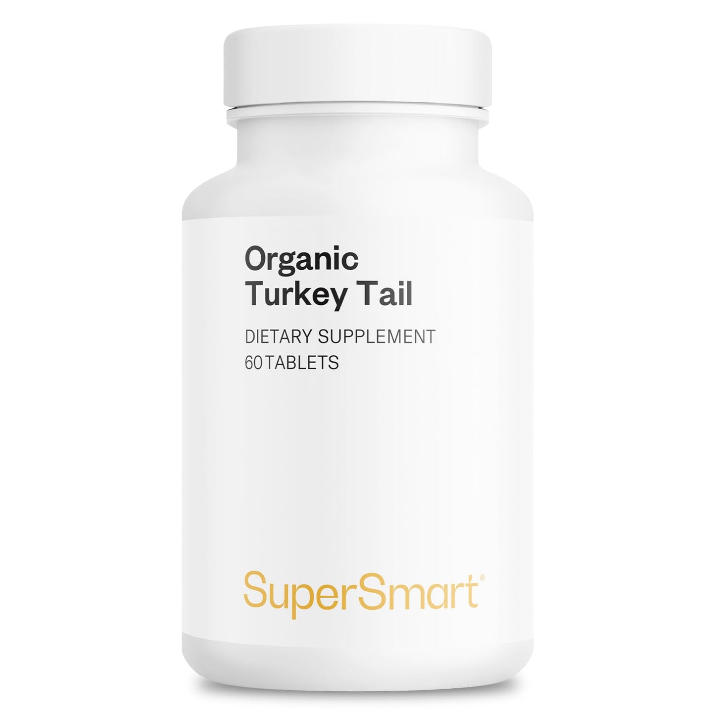 Supersmart Organic Turkey Tail 1000mg per Day (High Strength) Mushroom Extract Supplement, 60 Tablets