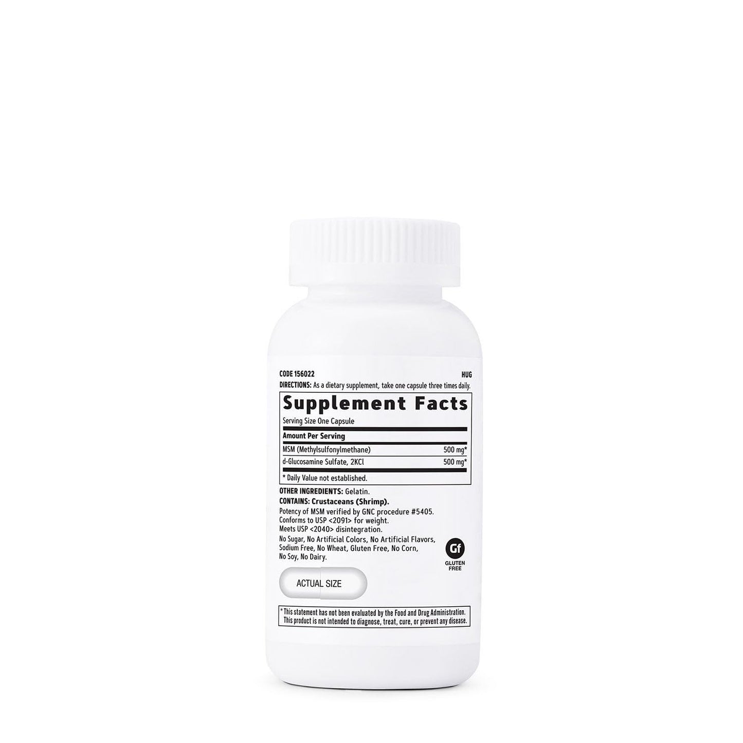 GNC MSM Glucosamine 500mg Capsule, 90 Count