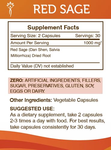 Secrets of the Tribe Red Sage 1000 mg Capsules, 60 Count