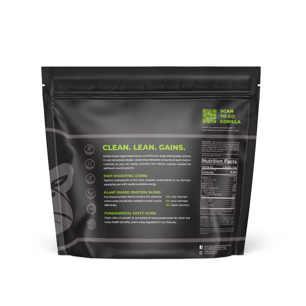 Gorilla Gulps Mocha Vegan Mass Gainer Powder 83.04 oz