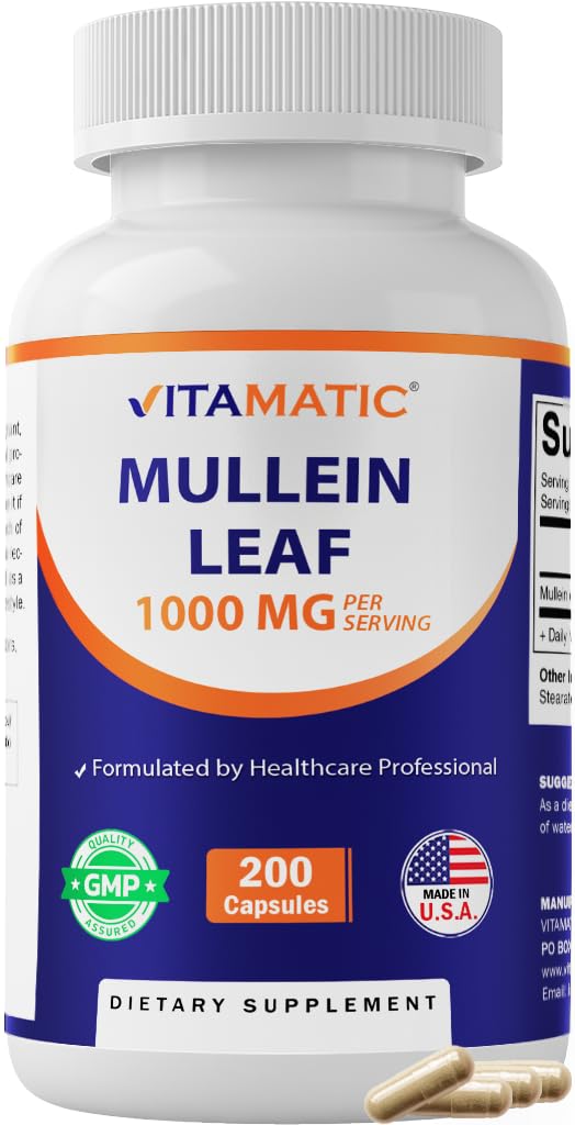 Vitamatic Mullein Leaf 1000 mg Capsule, 200 Capsules
