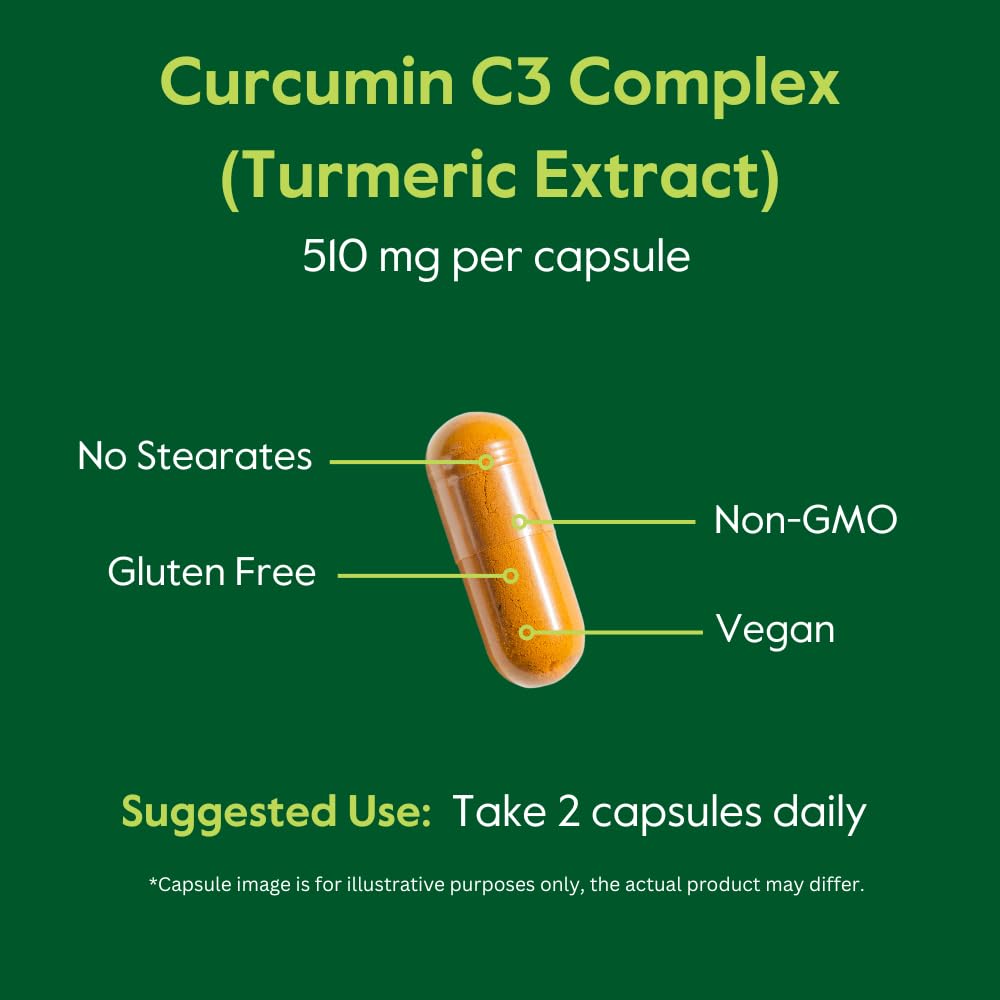 BESTVITE Curcumin 510mg (Turmeric) with Curcumin C3 Complex & Bioperine, 120 Capsules