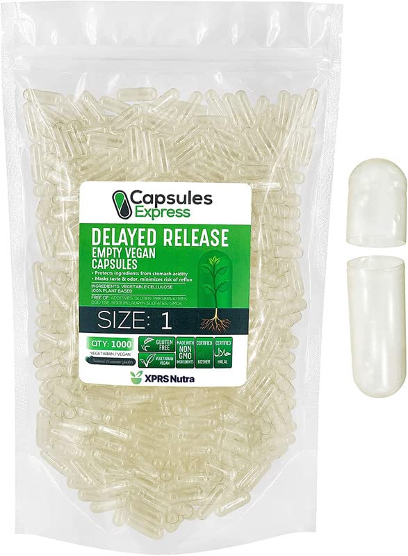 XPRS Nutra Delayed Release Size 1 Empty Capsules 1000 Count