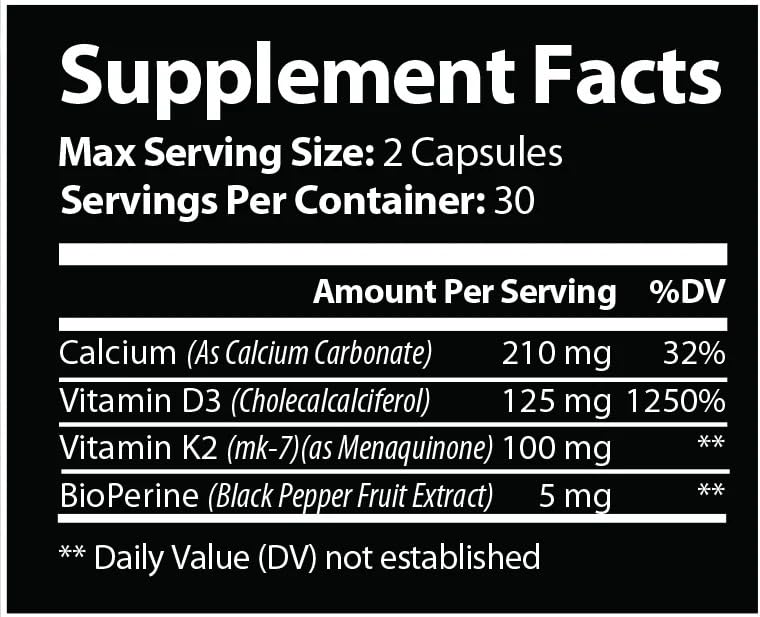 Focus Pharmacology Vitamin D3 with Vitamin K3 10,000 IU Capsules, 180 Capsules