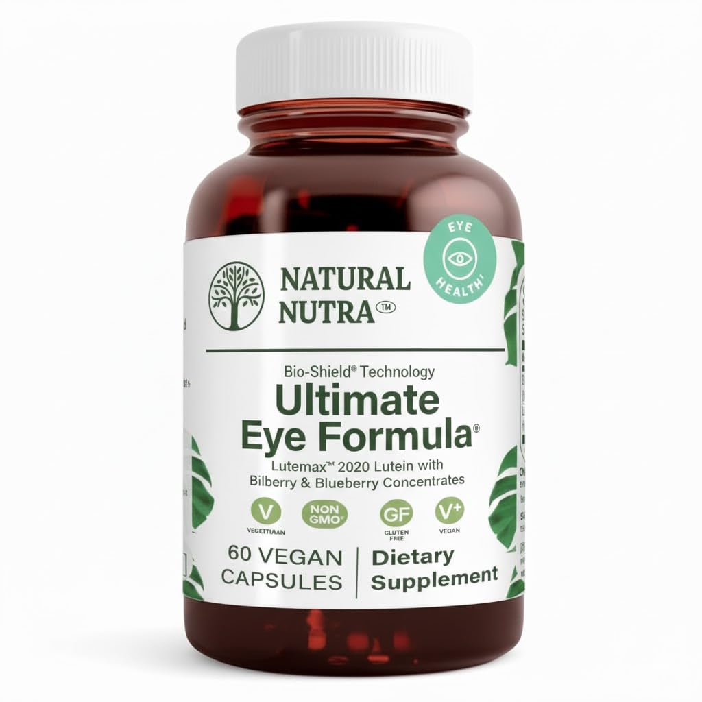 Natural Nutra Ultimate Eye Health Supplement - Bilberry & Blueberry Extract Blend for Day and Night Vision Support, 60 Capsules