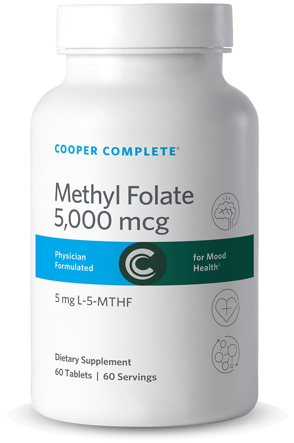 Cooper Complete Methyl Folate 5 mg (5000 mcg), L-5-MTHF, 60 Tablets