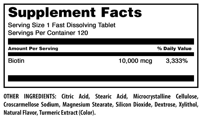 Amazing Nutrition Biotin 10,000 mcg Fast Dissolve Tablets, 120 Count