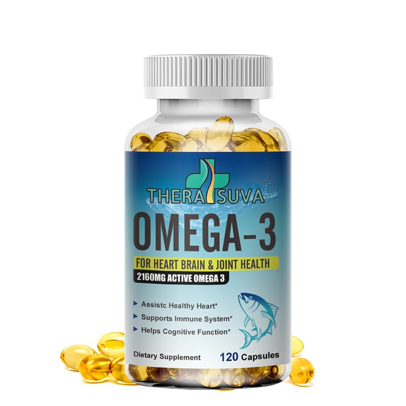 TheraSuva Triple Strength Premium Fish Oil Omega-3 2160mg, EPA 1296mg + DHA 864mg Softgels, 120 Count