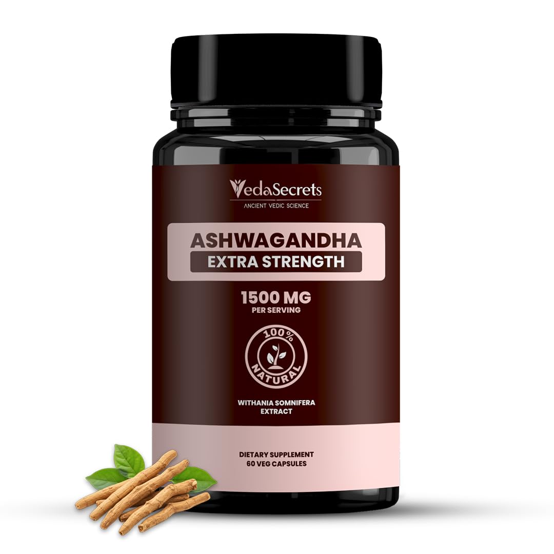 VedaSecrets Ashwagandha Herbal Supplement 1000mg Capsules, 60 Count