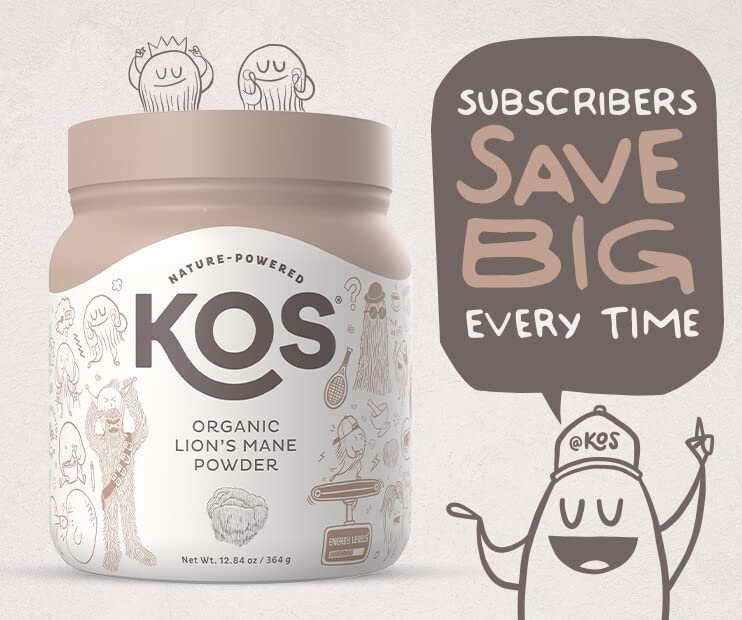 KOS Organic Lion's Mane Powder, 12.84 Ounce, 104 Servings
