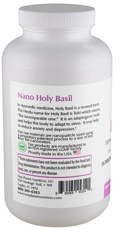 One Planet Nutrition Nano Holy Basil 500 mg Veggie Capsules, 120 Capsules