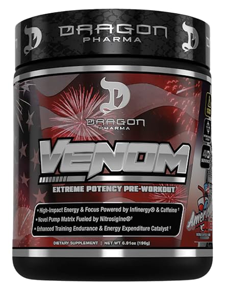 DRAGON PHARMA Venom Extreme Potency Pre-Workout Powder, 6.91 Ounce