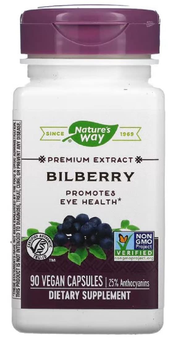 Nature's Way Bilberry Standardized Extract Veg Capsules 180 Capsules