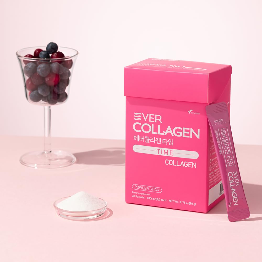 EVER COLLAGEN TIME NEWTREE Low Molecular Multi Marine Collagen Peptides Protein Powder 90 Packets