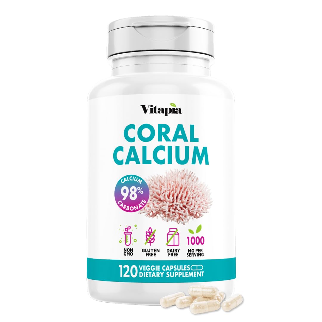Vitapia Coral Calcium Powder 1000mg Capsules, 120 Count