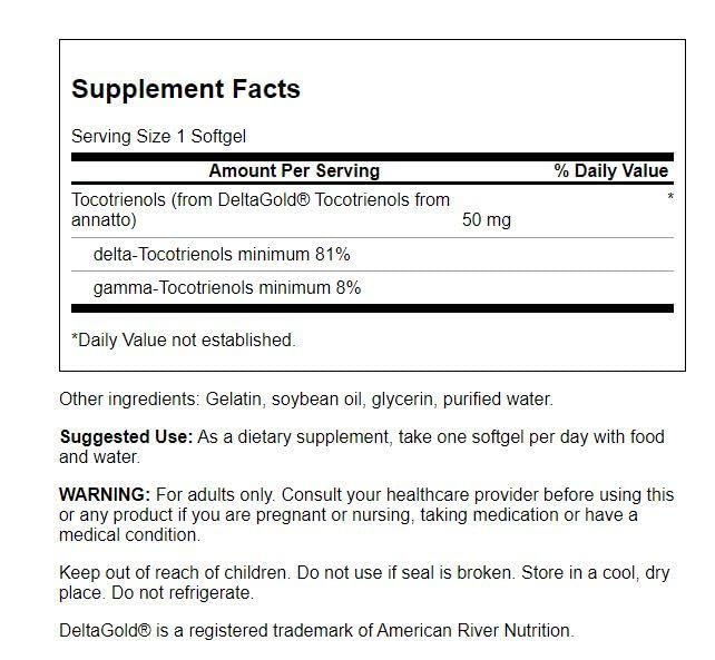 Swanson Deltagold Tocotrienols-Annatto Tocotrienols 180 Softgels