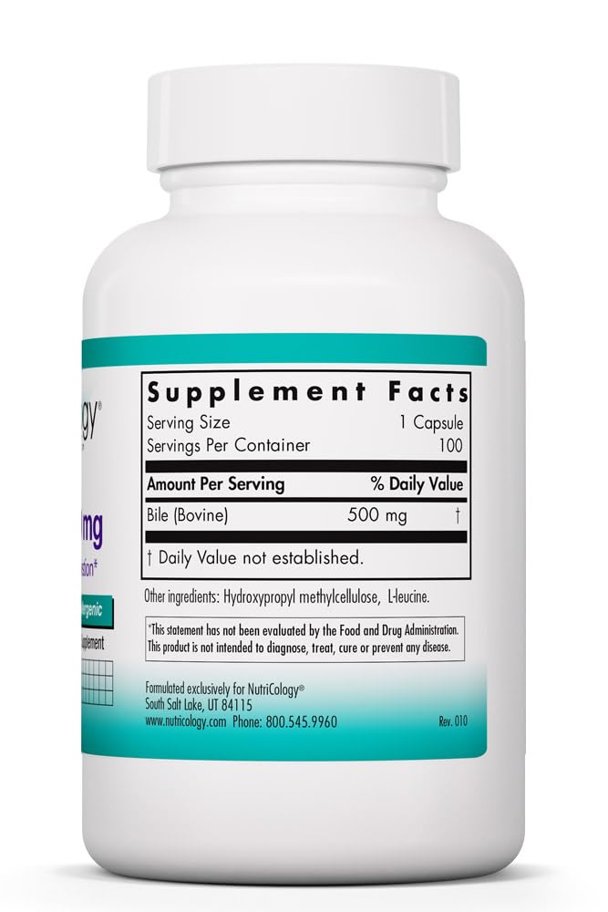 Allergy Research Group NutriCology Ox Bile 500 mg Concentrated Bile Salts Capsules 180