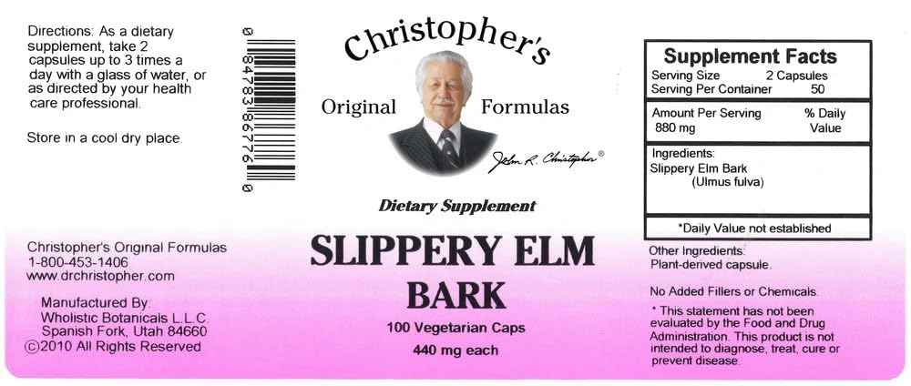 Christopher's Original Formulas Slippery Elm Natural Digestive Support 100 Capsules