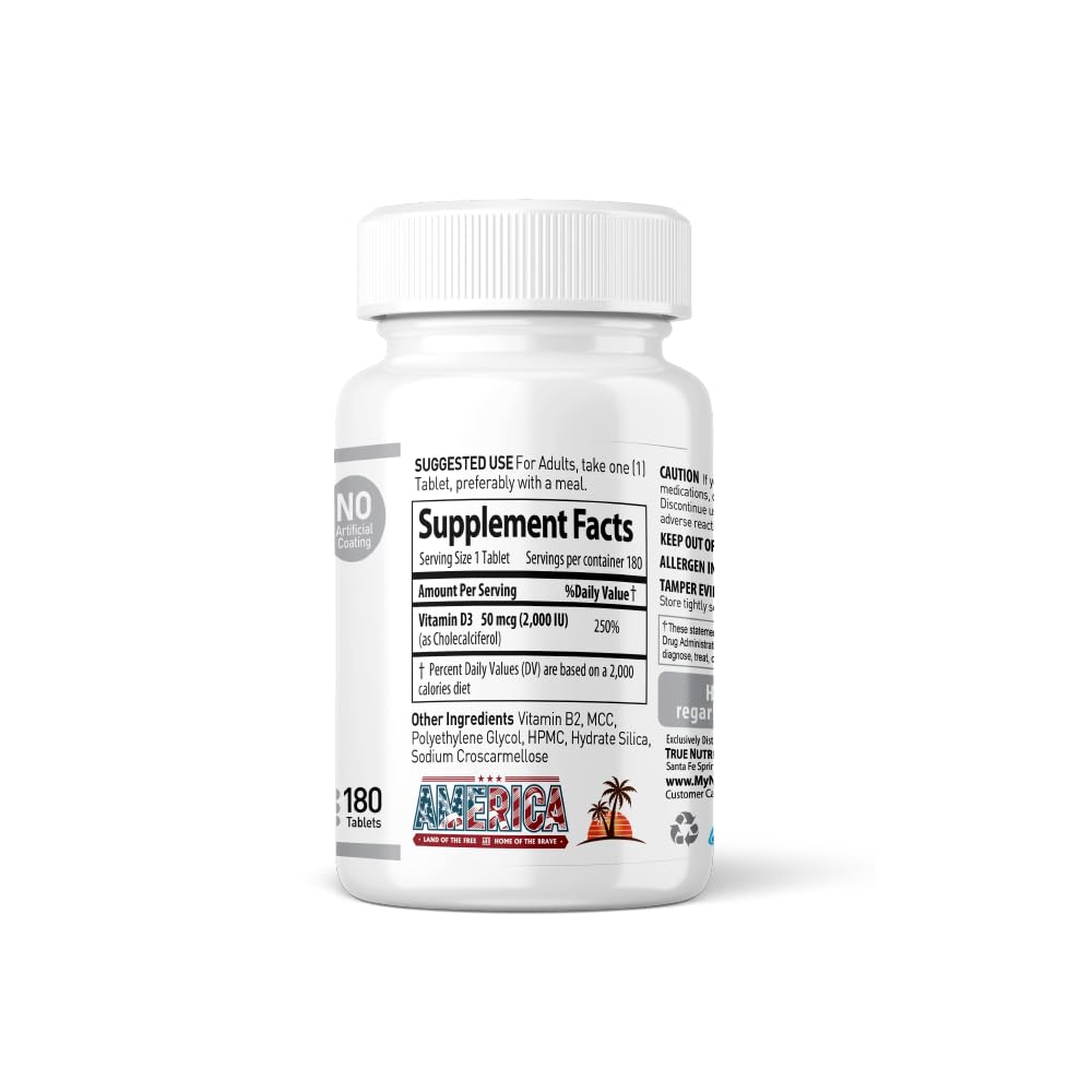 NANOWELL Vitamin D3 2000iu (50 mcg) Bone, Muscle Health and Immune Support Supplement, 180 Tablets