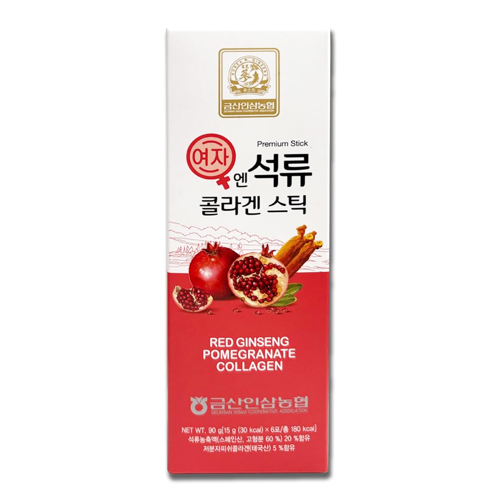 ZIOSTAND Korean Beauty Baekje Geumsan Women's Pomegranate Collagen Jelly Stick Gummy 6 Count