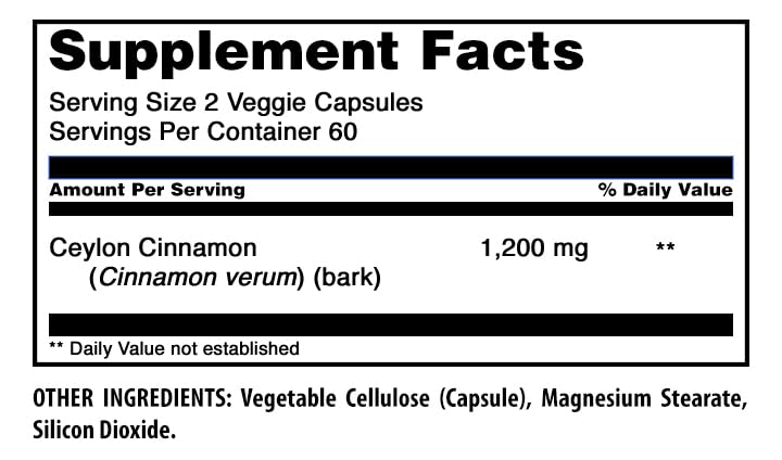 Amazing Nutrition Ceylon Cinnamon 1200 Mg Capsules 120 Count