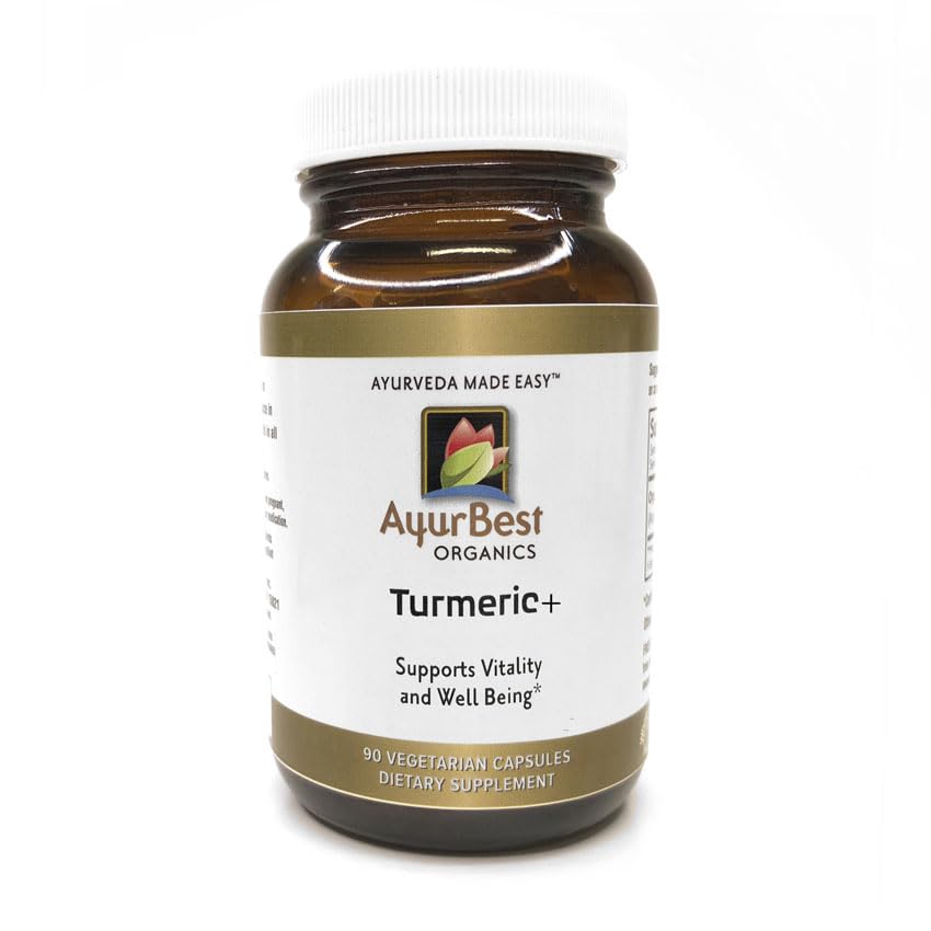 AyurBest Komal Herbals Organic Turmeric Plus with Black Pepper Capsules, 90 Count