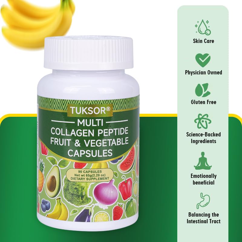 TUKSOR Multi Collagen Peptide Fruit & Vegetable Capsules 90 Capsules
