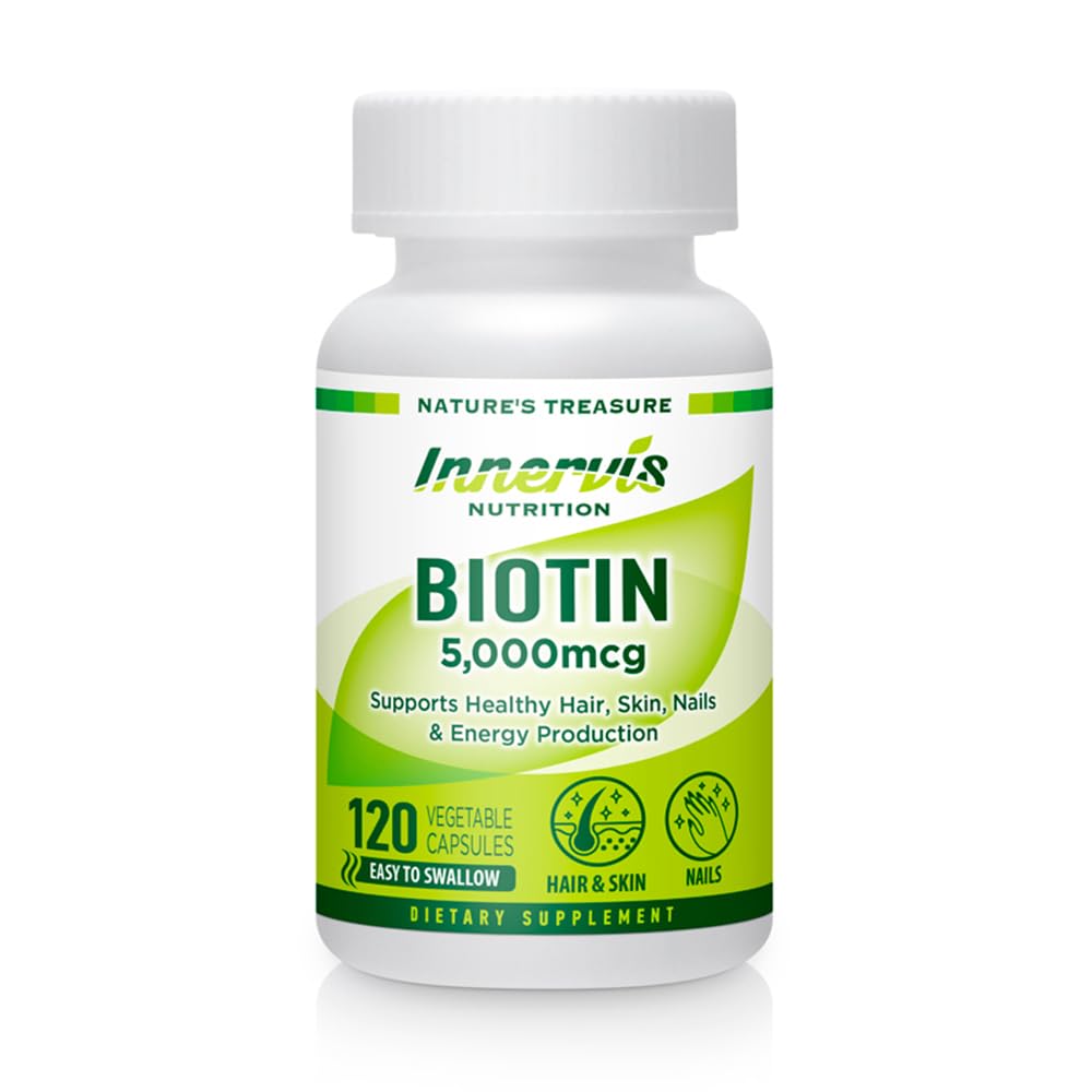 INNERVISNUTRITION Biotin 5000mcg Veggie Capsules, 120 Count