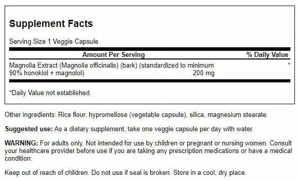 Swanson Magnolia Bark Herbal Supplement 200 mg Capsules, 90 Count