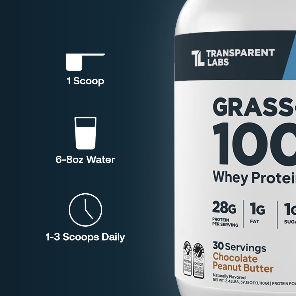 Transparent Labs Grass-Fed Whey Protein Isolate Powder 30 Servings 2.32 Pound Blueberry Pancakes