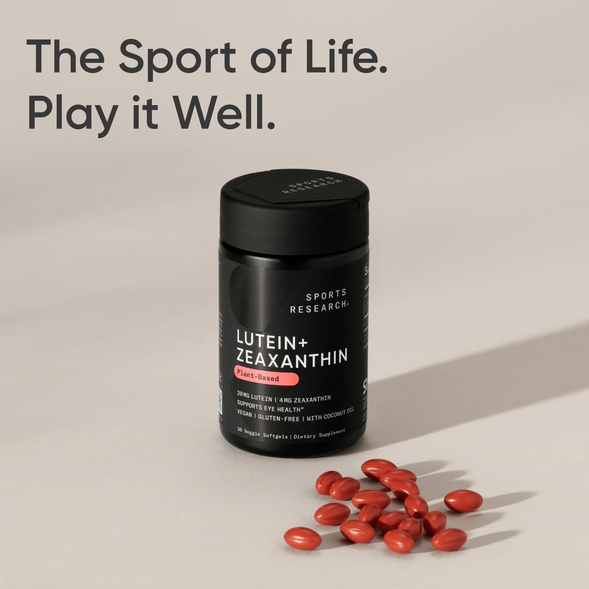 Sports Research Lutein + Zeaxanthin with Organic Coconut Oil Softgel 30